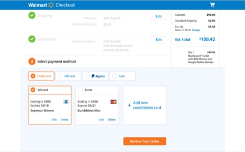 Walmart.com checkout page